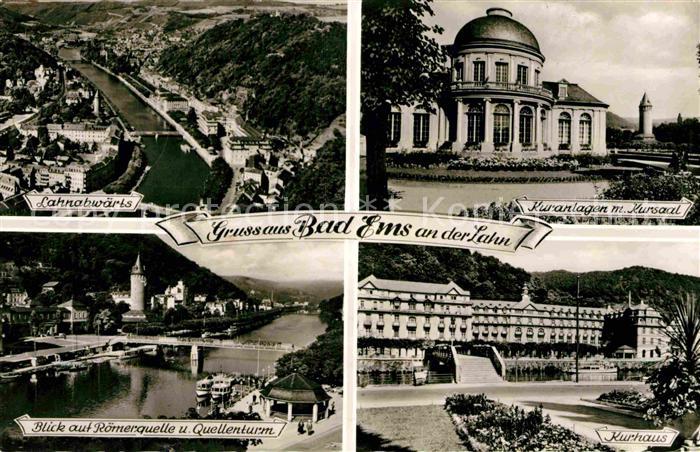 Bad Ems Fliegeraufnahme Lahnabwaerts Kursaal Quellenturm Kurhaus
