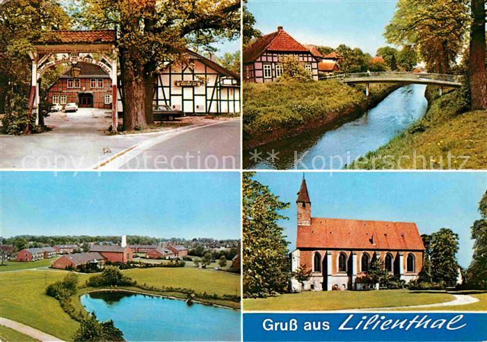 Lilienthal Bremen Kirche Bruecke Seepartie