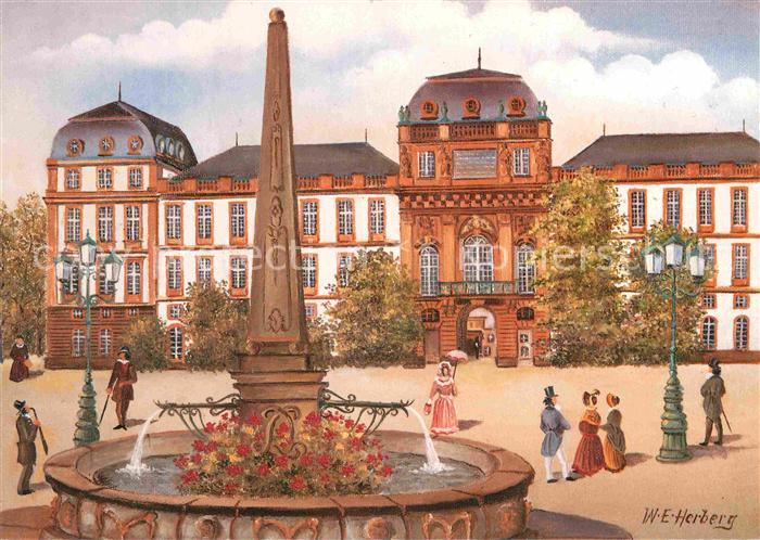 Darmstadt Kuenstlerkarte W.E. Herberg Schloss