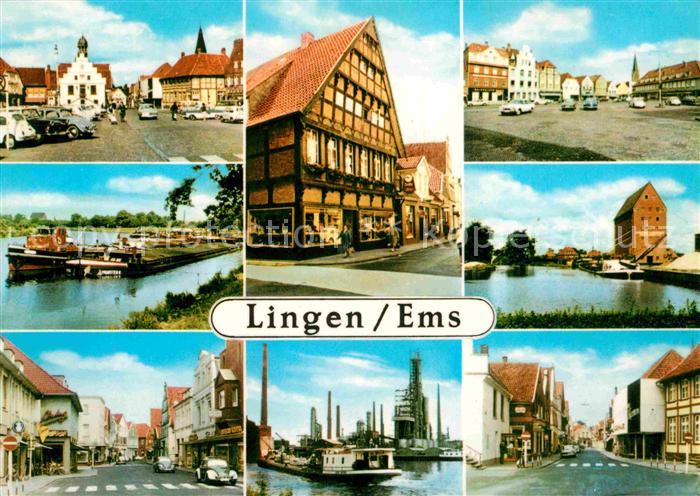 Lingen Ems Hafen Strassenpartie Fachwerk