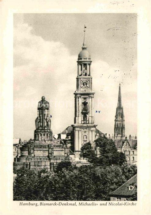 HAMBURG  CITY Bismarck-Denkmal Michaelis- und Nicolai-Kirche