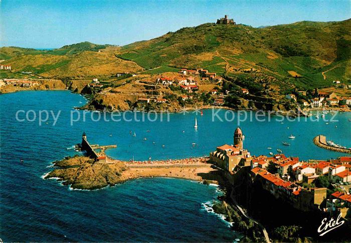 Collioure Fliegeraufnahme Plage Saint Vincent