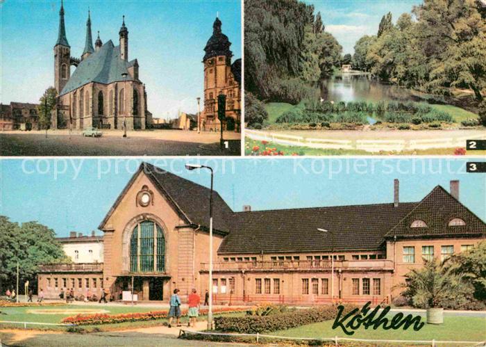 Koethen Anhalt Marktplatz St. Jakobskirche Hubertusteich Bahnhof