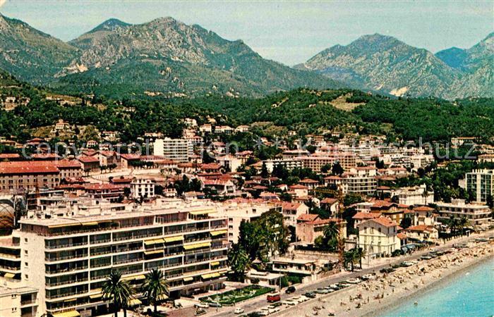 Menton Alpes Maritimes Fliegeraufnahme mit Strand
