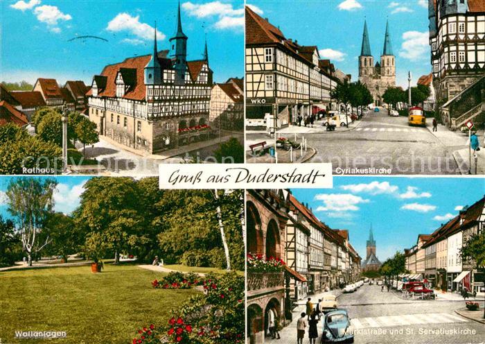 Duderstadt Niedersachsen Rathaus Wallanlagen Marktstrasse Cyriakuskirche
