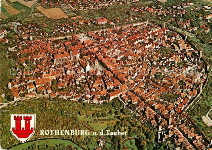Rothenburg Tauber Fliegeraufnahme mit Wehrgang Toren und Tuermen