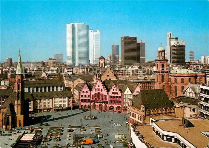 Frankfurt Main Blick vom Dom auf Roemer Paulskirche und Nikolaikirche