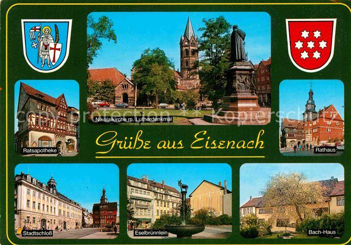 Eisenach Thueringen Ratsapotheke Lutherdenkmal  Bach-Haus Eselbrunnnen