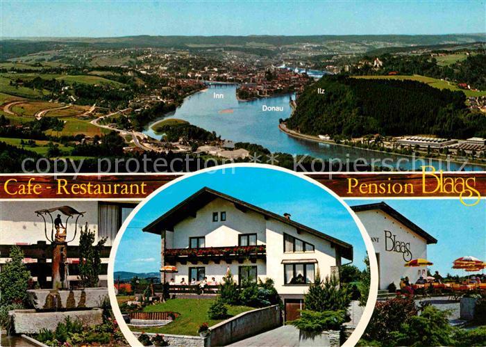 Haibach Schaerding Fliegeraufnahme Donau Inn Ilz Cafe Restaurant Pension Blaag