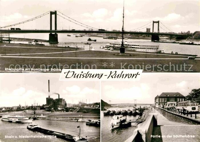 Ruhrort Rheinpartie mit Homberger Bruecke Huette Schifferboerse