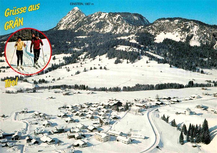 Graen Tirol Erholungsort im Tannheimertal Winterpanorama Langlauf Fliegeraufnahm
