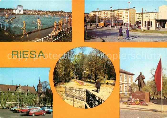 Riesa Sachsen Rathaus Stadtpark Lenindenkmal Weida Schwimmbad Bushaltestelle