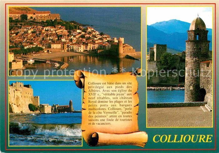 Collioure Panorama Kuestenstadt Stadtmauer Festung Turm