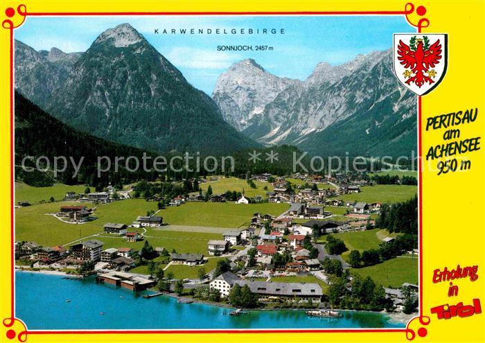 Pertisau Achensee Sommer und Wintererholungsort Karwendelgebirge Fliegeraufnahme