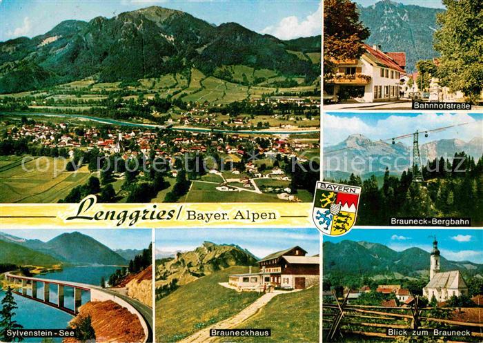 Lenggries Bahnhofstrasse Brauneck Bergbahn Kirche Brauneckhaus Sylvensteinsee Al