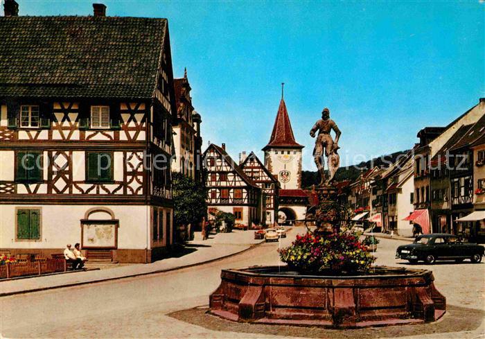 Gengenbach Marktplatz Fachwerkhaeuser Brunnen