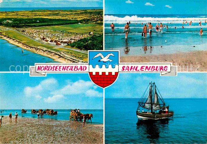 Sahlenburg Strand Wattwagen Fischkutter Fliegeraufnahme