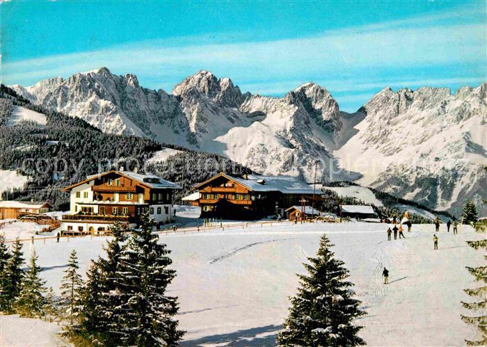 Kirchberg Tirol Berggasthof Maierl mit Kaisergebirge Winterpanorama