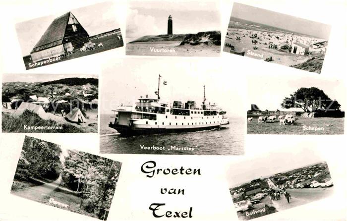 Texel Schapenboet Vuurtoren Strand Schapen Kampeerterrain Veerboot Marsdiep Badw