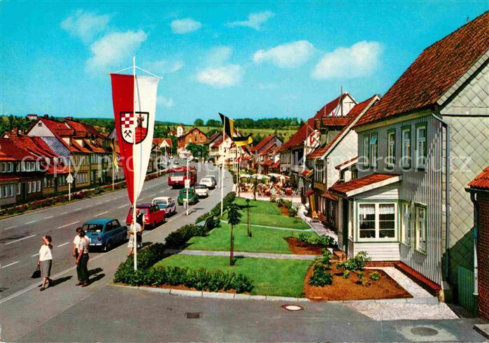 St Andreasberg Harz Schuetzenstrasse Kurort Wintersportplatz Fahnen