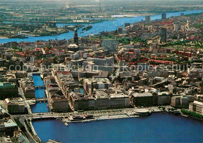 HAMBURG  CITY Jungfernstieg Blick zur Elbe Fliegeraufnahme