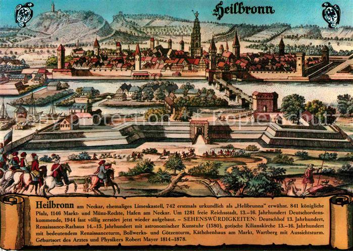 Heilbronn Neckar Wein und Kongressstadt nach einem alten Stich Geschichte