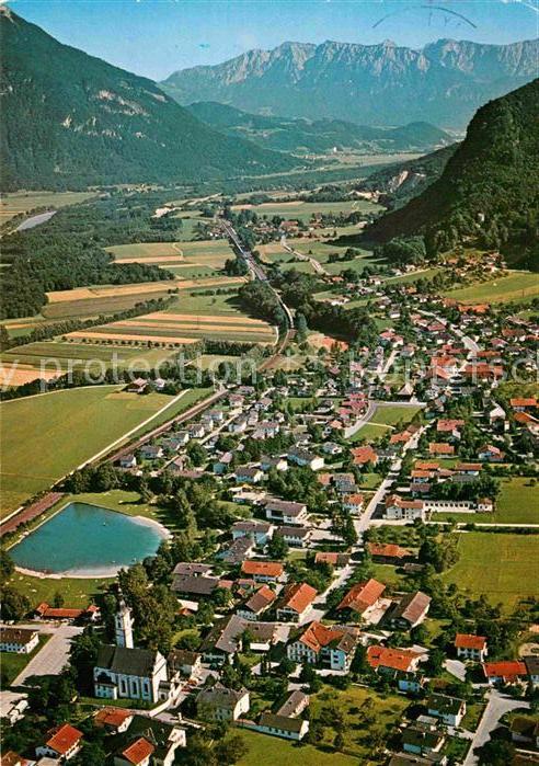 Flintsbach Inn mit Falkenstein Fischbach und Kaisergebirge Inntal Fliegeraufnahm