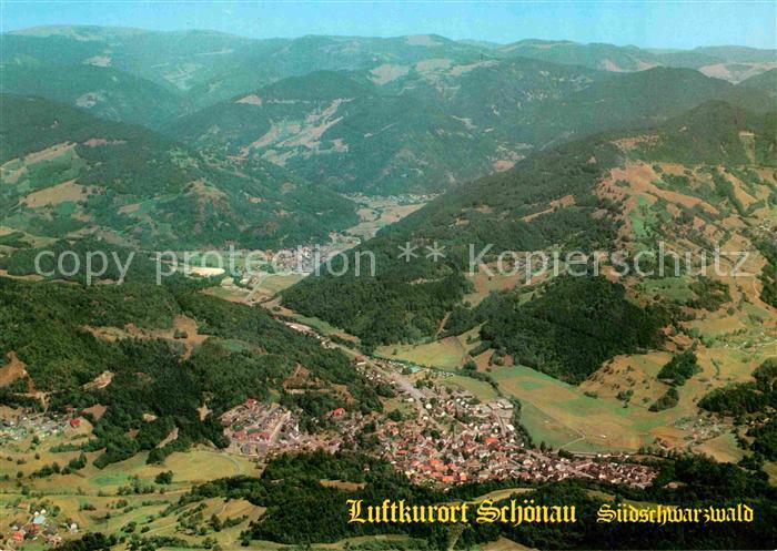 Schoenau Schwarzwald Luftkurort im Wiesental Fliegeraufnahme