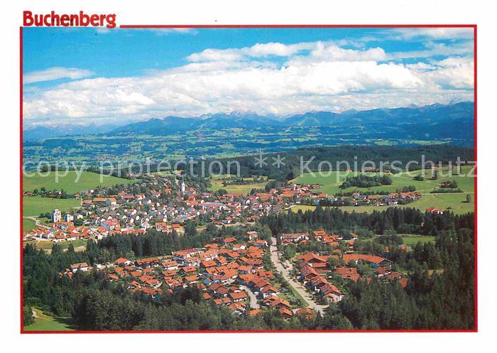 Buchenberg Allgaeu Panorama Luftkurort mit Allgaeuer Voralpen Fliegeraufnahme