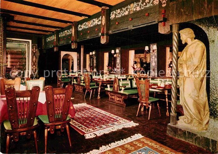 Sonthofen Oberallgaeu Kur und Sporthotel Sonnenalp Restaurant Statue