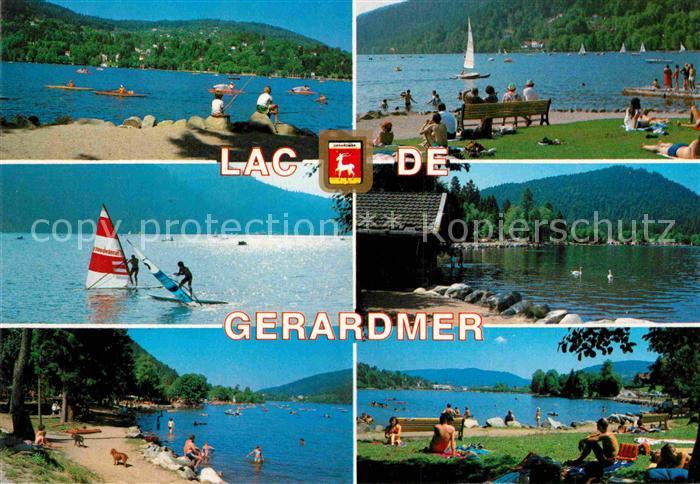 Gerardmer Vosges rund um den See Promenade Badestrand Windsurfen