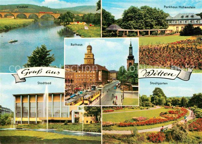 Witten Hohenstein Viadukt Stadtbad Rathaus Parkhaus Stadtgarten