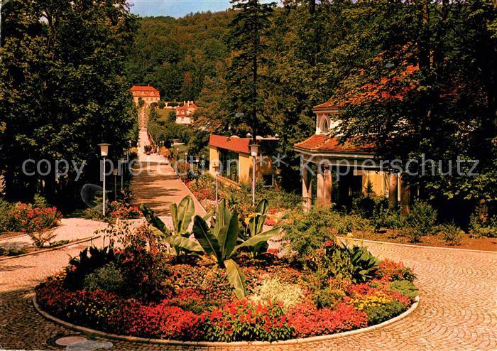 Bad Brueckenau Blick vom Fuerstenhof mit Brunnenhalle und Wernarzer Quelle