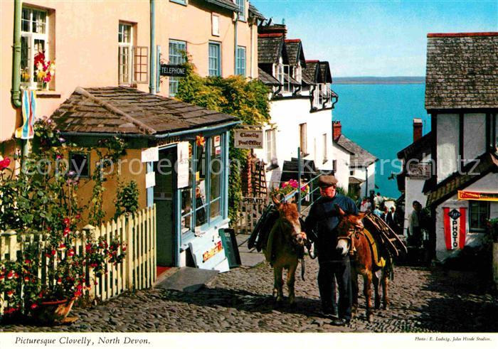 Clovelly Picturesque street scene fishing village