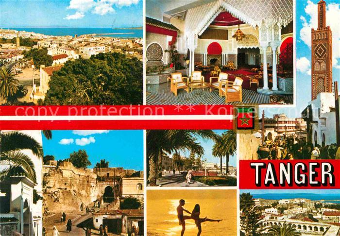 Tanger Tangier Tangiers Teilansichten Hotel Strand Abendsonne Palmen