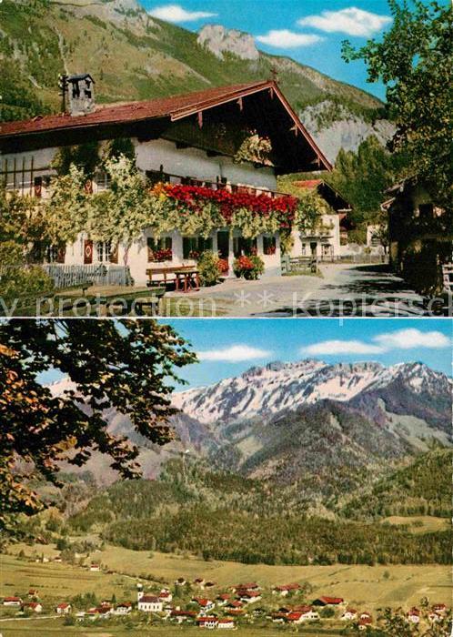 Schleching Ortsmotiv Panorama Achental mit Kampenwand Chiemgauer Alpen