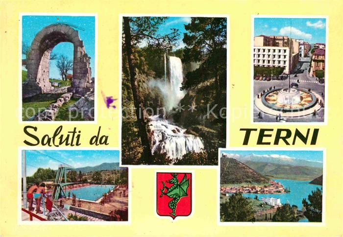 Terni Ruine Freibad Wasserfall Platz Brunnen Panorama