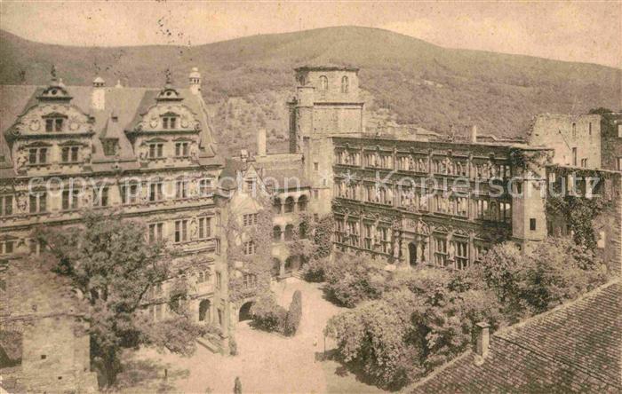 Heidelberg Neckar Otto Heinrichsbau und Friedrichsbau vom Wartturm aus gesehen