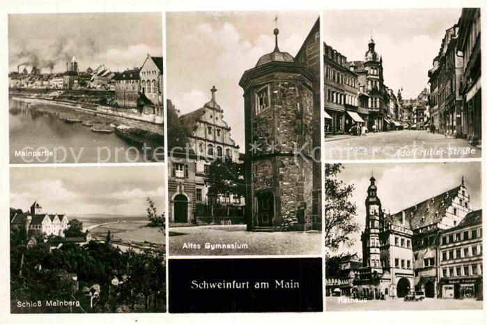 Schweinfurt Mainpartie Schloss Mainberg Altes Gymnasium Strasse Rathaus