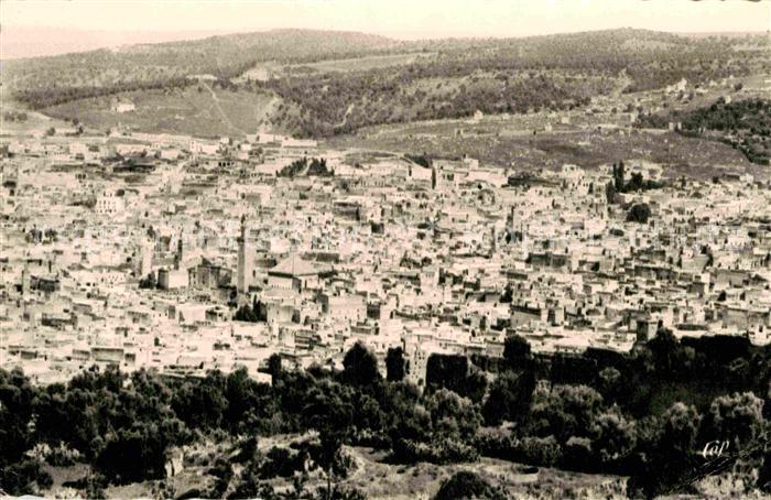 Fes Fez Maroc Panorama vers la Mosquee Karouiine et la Medersa Cherratine