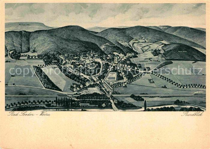 Bad Sooden-Allendorf Rundblick Kupfertiefdruck