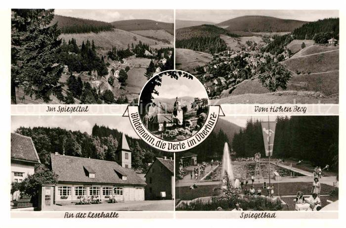 Wildemann Harz Goslar Niedersachsen Spiegeltal Lesehalle Spiegelbad Blick vom Ho