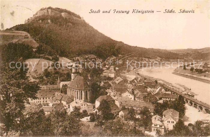 Koenigstein Saechsische Schweiz Stadt und Festung