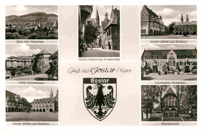 GOSLAR Harz Niedersachsen Blick vom Petersberg Domkapelle Rathaus Marktkirche