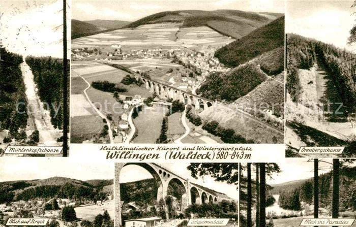 Willingen Sauerland Muehlenpopfschanze Stryk Schwimmbad Viadukt Orenbergschanze