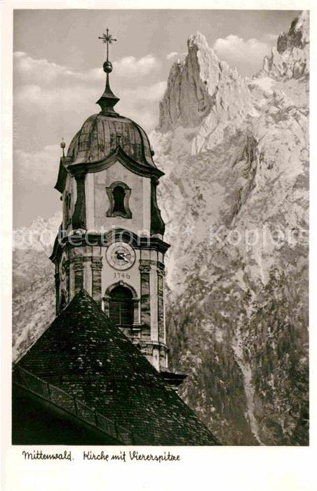 Mittenwald Bayern Kirche mit Viererspitze