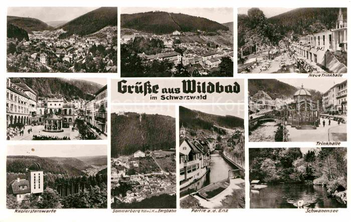 Bad Wildbad Trinkhalle Partie an der Enz Keplersternwarte Schwanensee