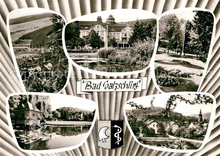 Bad Salzschlirf Teilansicht  Kurhaus See Kirche