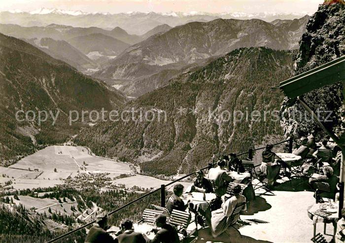 Wendelsteinhaus Blick von der Terrasse auf Bayrischzell