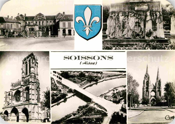 Soissons Aisne Kathedrale Fliegeraufnahme Brücke Denkm